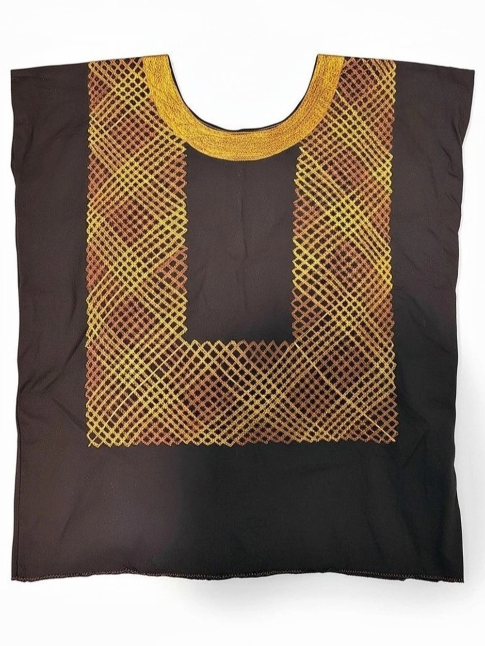 Embroidered Tunic huipil  in Black & Gold Mexican new